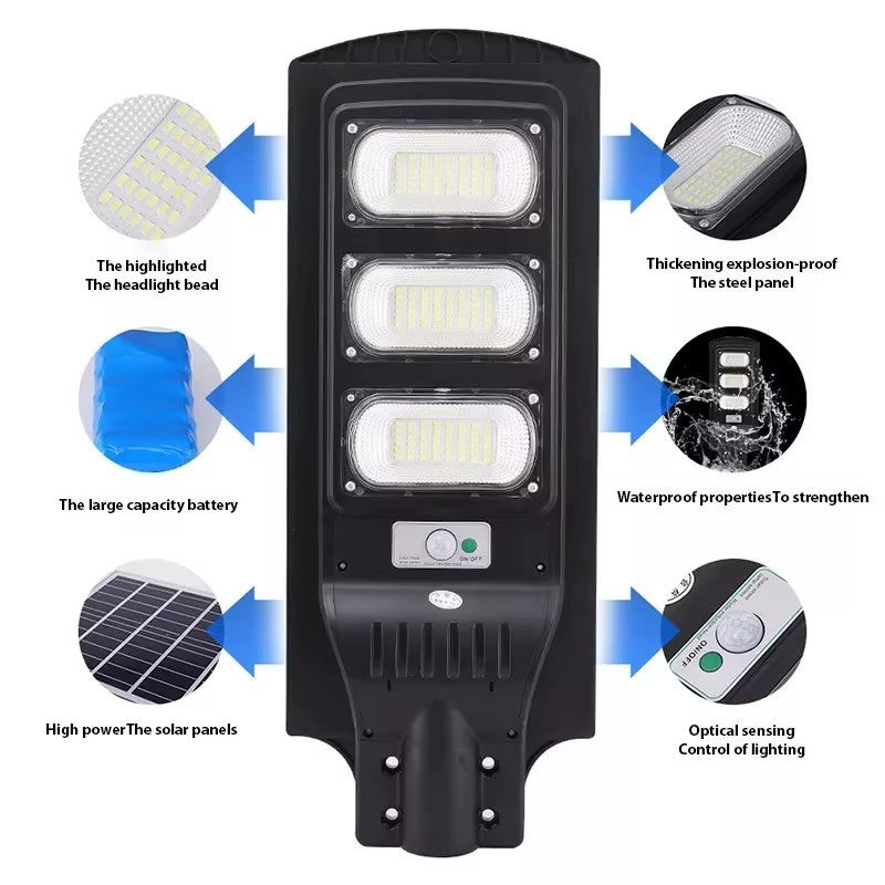 SCUBE Solar LED Street Light 150 watt LED with Remote, 144 LEDs, 10000mAh LFP Battery, IP65 Solar Street Light Outdoor Waterproof Lamp for Home Garden Pathway