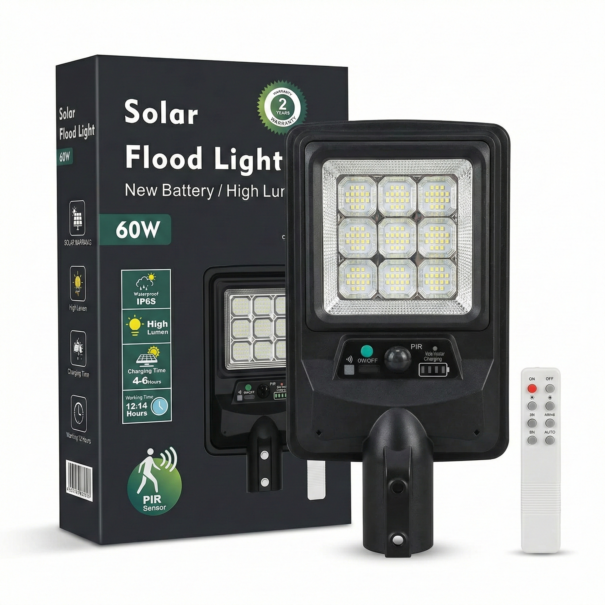 SCUBE Ruby Solar LED Street Light 60 watt LED with Remote & PIR, 6000mAh LFP Battery, IP65 Solar Street Light Outdoor Waterproof for Home Pathway, with Pole
