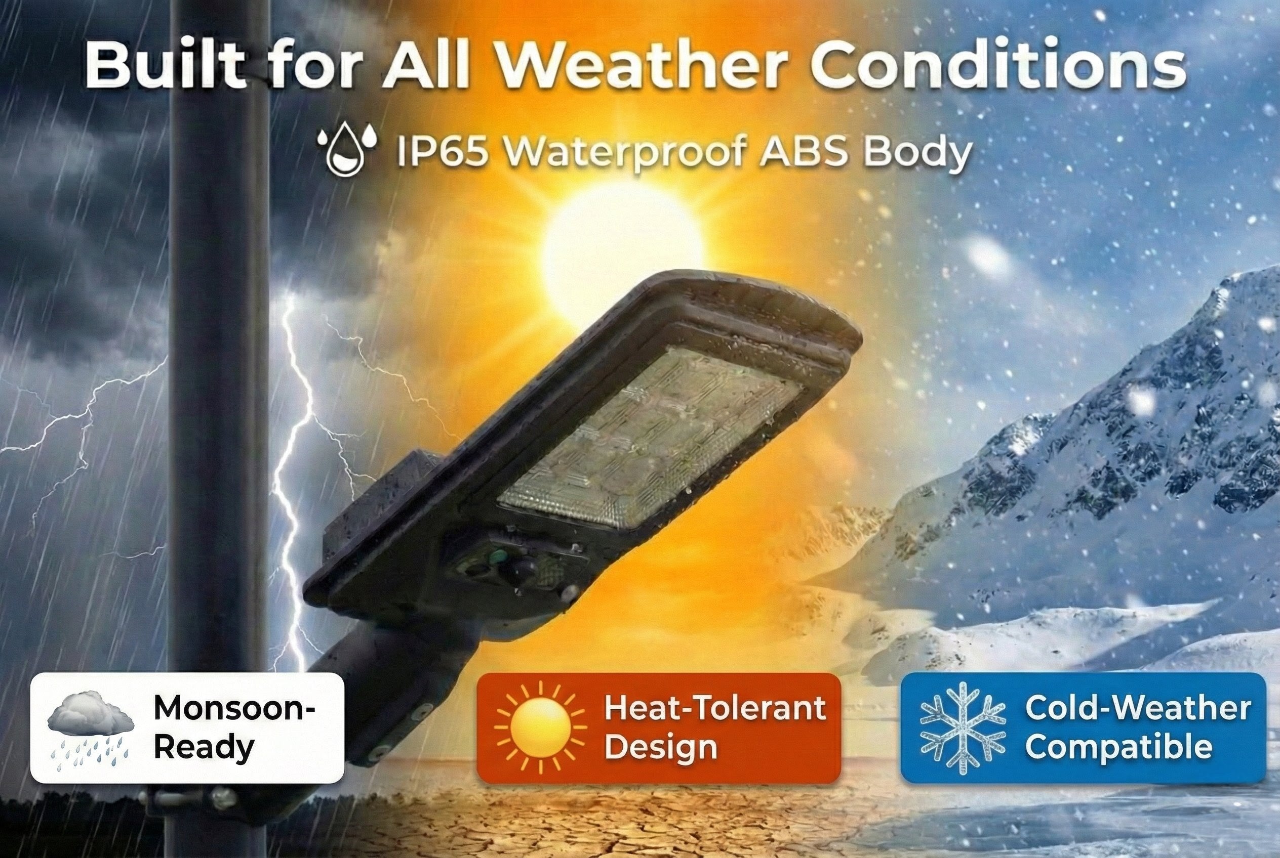 SCUBE Ruby 60W Solar Street Light with Remote| PIR Motion Sensor |Outdoor Lighting for Homes, Pathways & Compounds