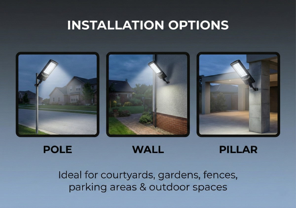 SCUBE Ruby Solar LED Street Light 150 watt LED with Remote & PIR, 15000mAh LFP Battery, IP65 Solar Street Light Outdoor Waterproof for Home Pathway, with Pole