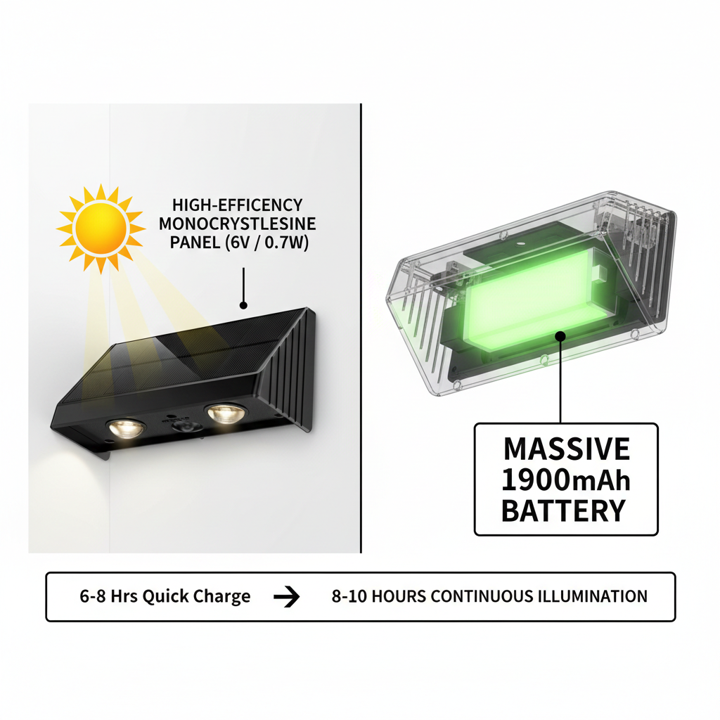 SCUBE Solar Wall Light Outdoor for Wall, Fence, Garden, Balcony Solar Light, Down Light LED Wall Lamp, 1800mAh Battery, 3000–6500K, IP65 Waterproof Outdoor Compound & Garden Light (Pack of 2)