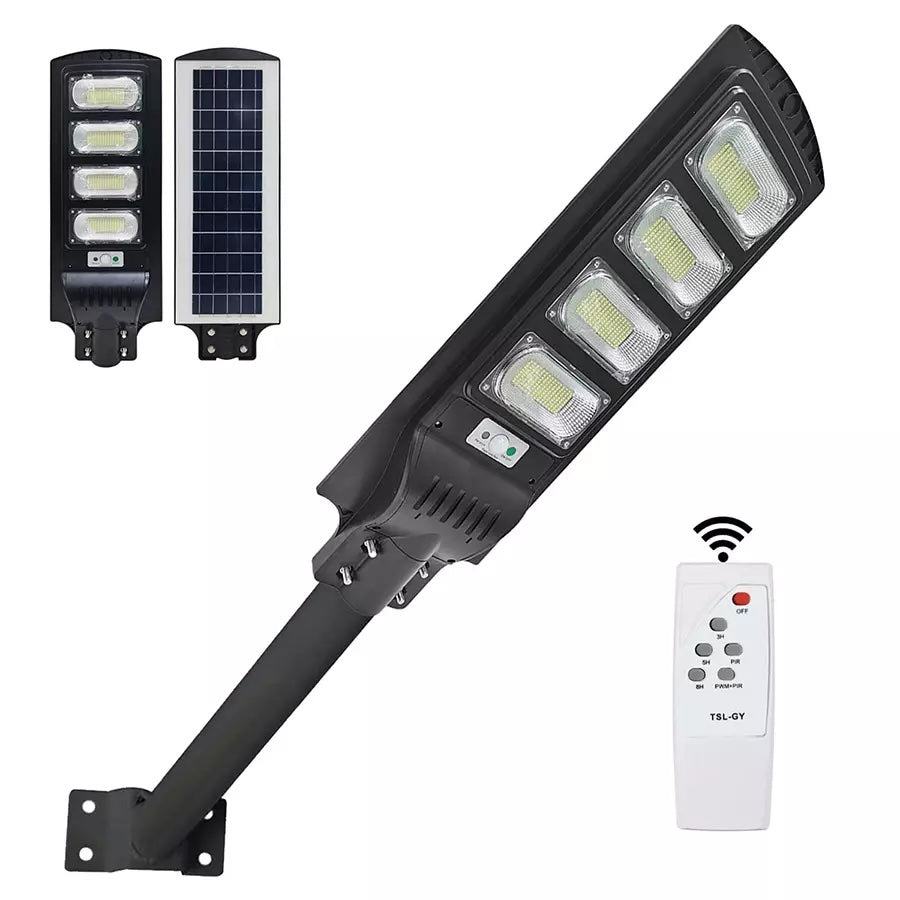 SCUBE Solar LED Street Light 200 Watt, 192 LEDs, 12000mAh LiFePO4 Battery, 6V 18W Panel, 6500K, Motion Sensor & Remote, IP65 Waterproof Outdoor Light for Home, Garden, Pathway (With Pole)