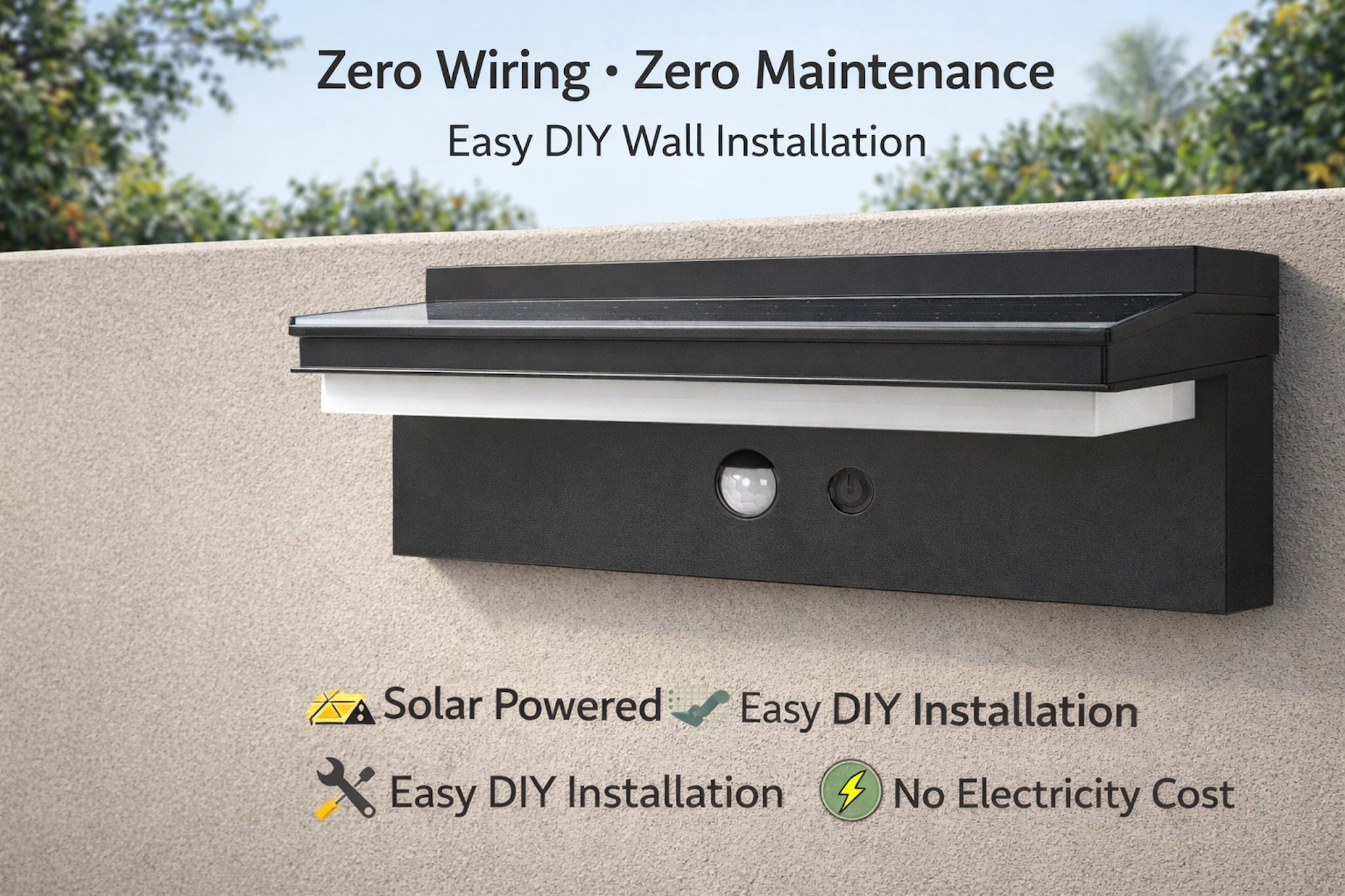 SCUBE Solar Wall Light for Outdoor, 2000mAh Battery, 3000–6500K Adjustable LED, IP65 Waterproof Outdoor Wall Light & Pathway Light.