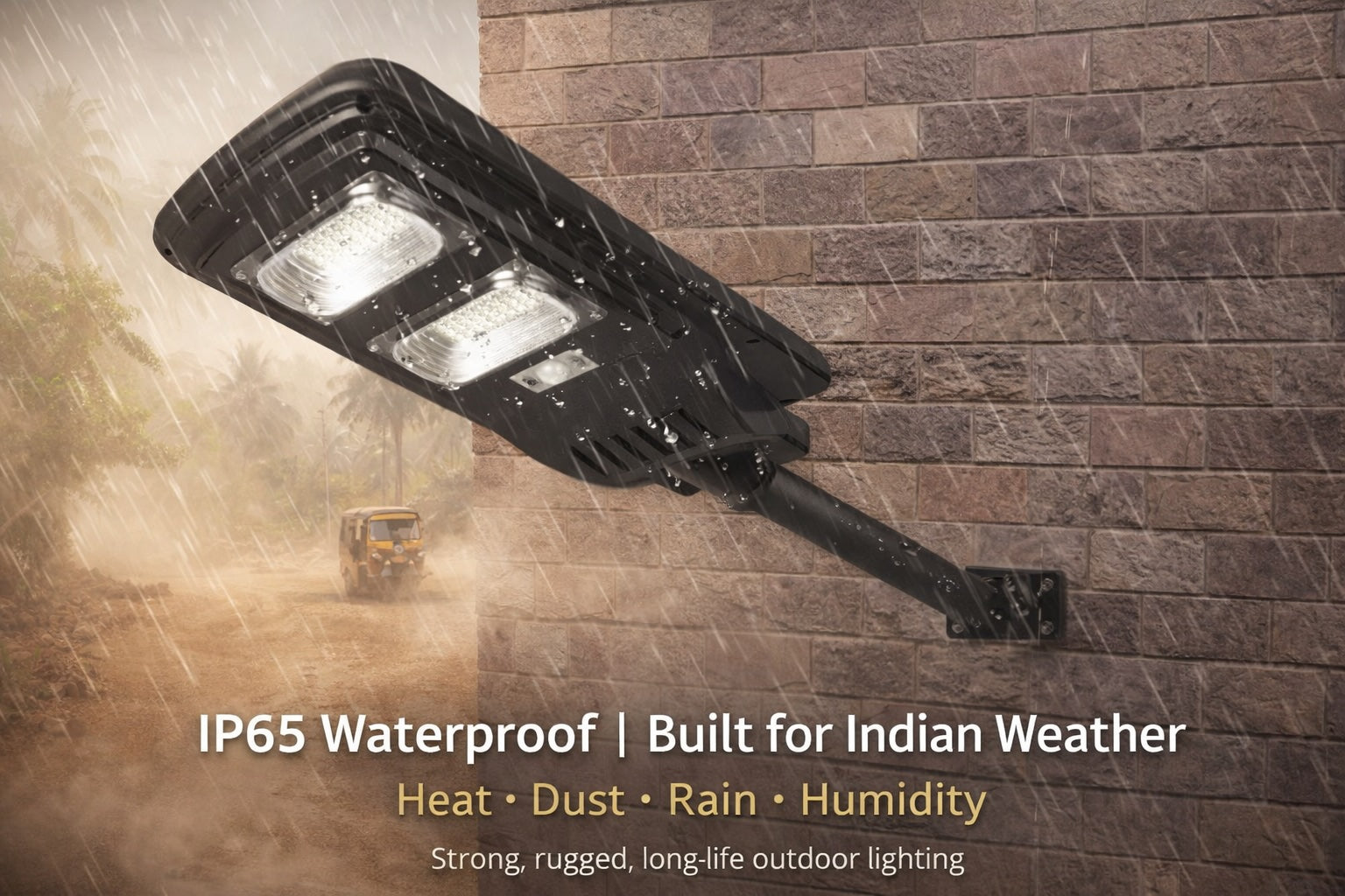 SCUBE Solar Street Light 100 watt LED with Remote, 96 LEDs, 8000mAh LFP Battery, IP65 Solar Street Light Outdoor Waterproof Lamp for Home Garden Pathway ( with Pole )