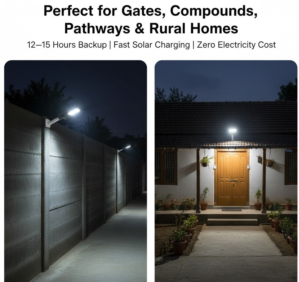 SCUBE Solar LED Street Light 50 watt LED with Remote, 48 LEDs, 4000mAh LFP Battery, IP65 Solar Street Light Outdoor Waterproof Lamp for Home Garden Pathway ( with Pole )