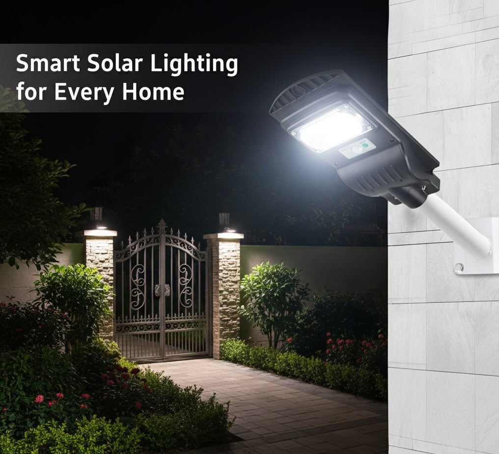 SCUBE Solar LED Street Light 50 watt LED with Remote, 48 LEDs, 4000mAh LFP Battery, IP65 Solar Street Light Outdoor Waterproof Lamp for Home Garden Pathway ( with Pole )
