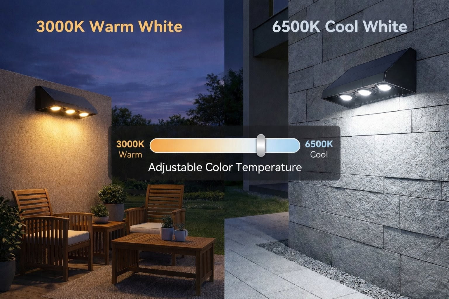 SCUBE Triple LED Solar Wall Light for Outdoor Home Wall, Fence, Garden, Balcony Solar Light, 1800mAh Battery, 3000–6500K, IP65 Waterproof Outdoor Wall & Gate Light