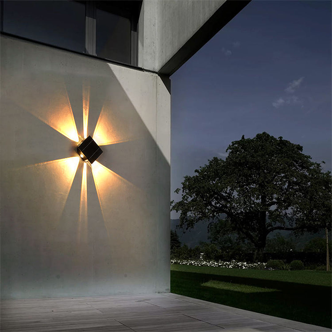 Solar Outdoor LED Square Wall Light – Modern Up & Down Lighting