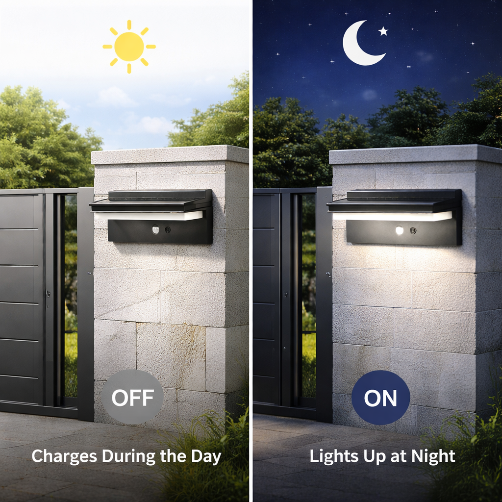 SCUBE Solar Wall Light for Outdoor, 2000mAh Battery, 3000–6500K Adjustable LED, IP65 Waterproof Outdoor Wall Light & Pathway Light.