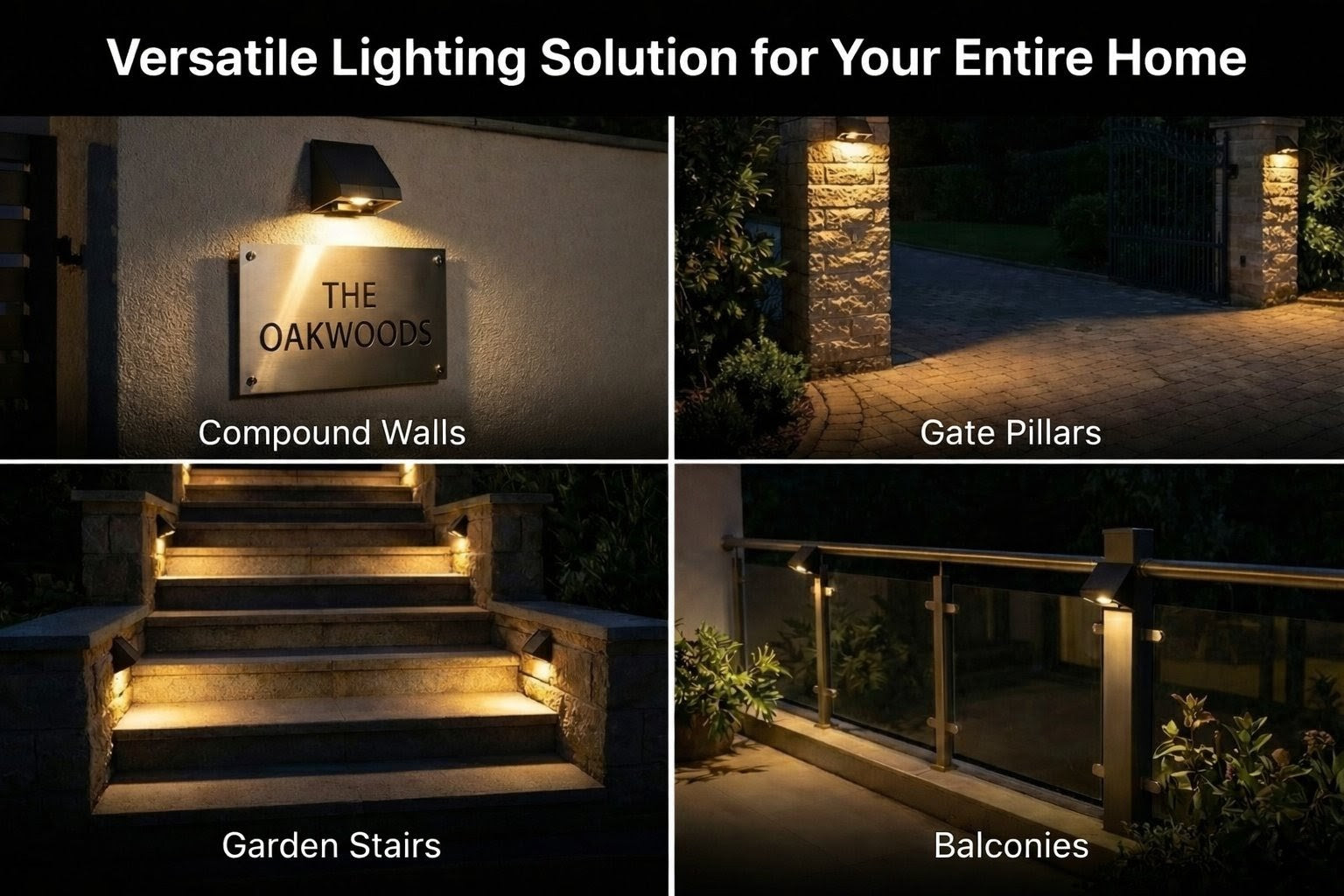 SCUBE Solar Wall Light Outdoor for Wall, Fence, Garden, Balcony Solar Light, Down Light LED Wall Lamp, 800mAh Battery, 3000–6500K, IP65 Waterproof Outdoor Compound & Garden Light.