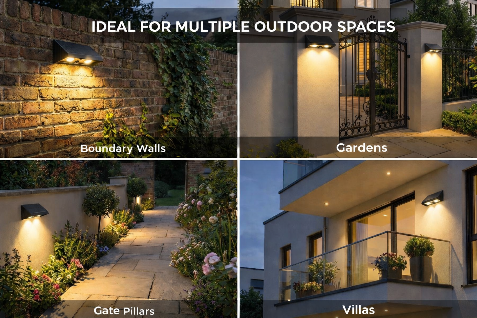 SCUBE YH0632 Solar Fence Wall Light | 2000mAh Battery | 3000–6500K LED | IP65 Waterproof | Outdoor Garden, Compound & Wall Lighting