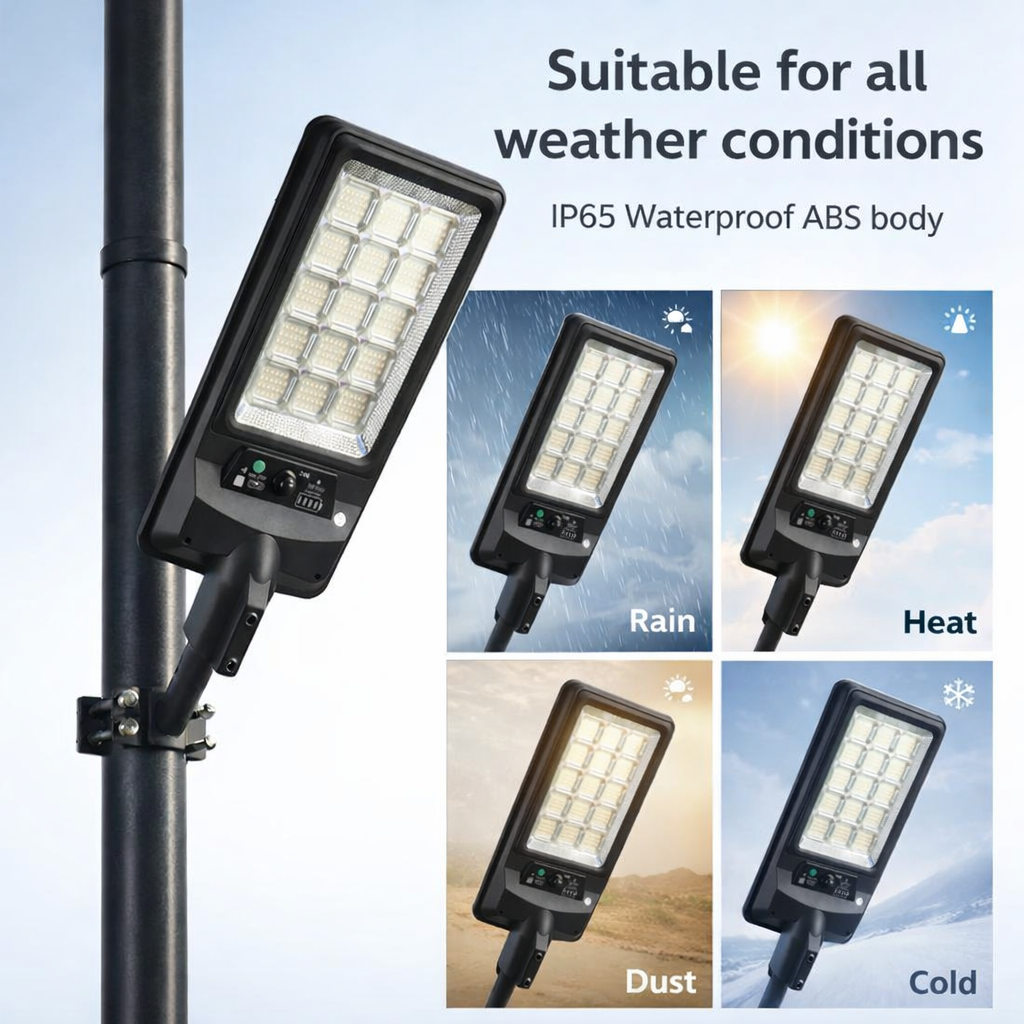 SCUBE Ruby Solar LED Street Light 100 watt LED with Remote & PIR, 10000mAh LFP Battery, IP65 Solar Street Light Outdoor Waterproof for Home Pathway, with Pole