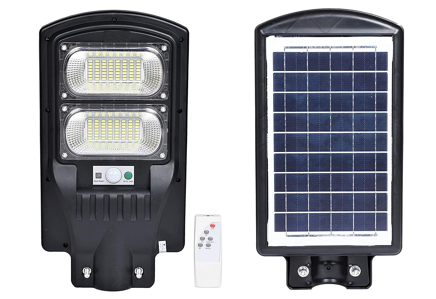 SCUBE Solar Street Light 100 watt LED with Remote, 96 LEDs, 8000mAh LFP Battery, IP65 Solar Street Light Outdoor Waterproof Lamp for Home Garden Pathway ( with Pole )
