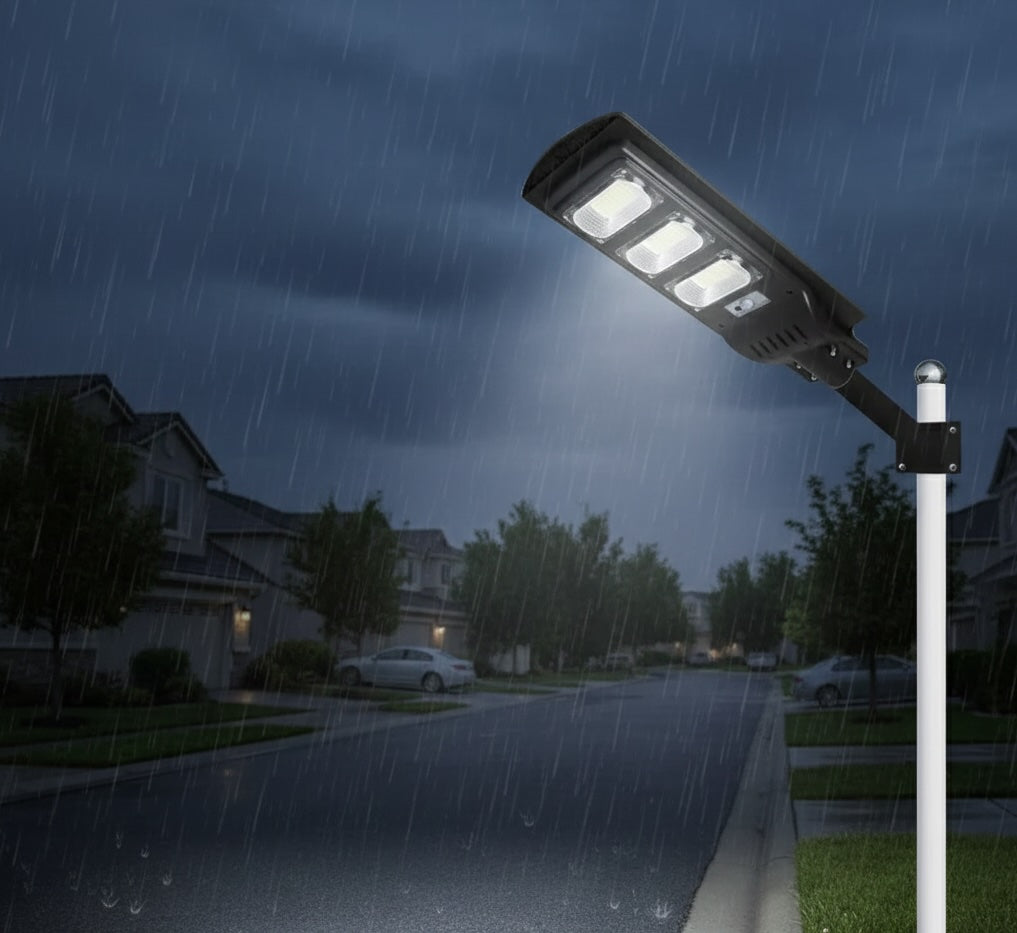 SCUBE Solar LED Street Light 150 watt LED with Remote, 144 LEDs, 10000mAh LFP Battery, IP65 Solar Street Light Outdoor Waterproof Lamp for Home Garden Pathway