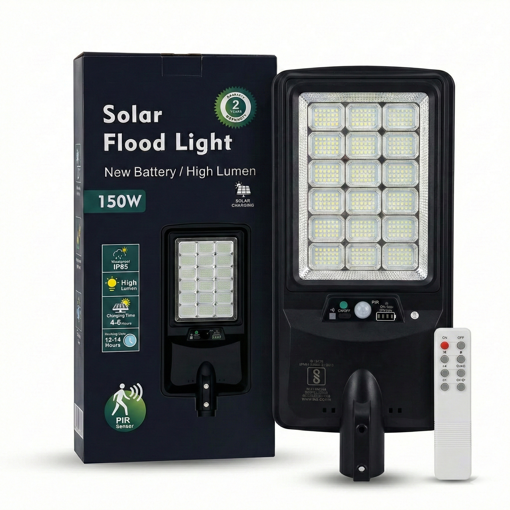 SCUBE Ruby Solar LED Street Light 150 watt LED with Remote & PIR, 15000mAh LFP Battery, IP65 Solar Street Light Outdoor Waterproof for Home Pathway, with Pole