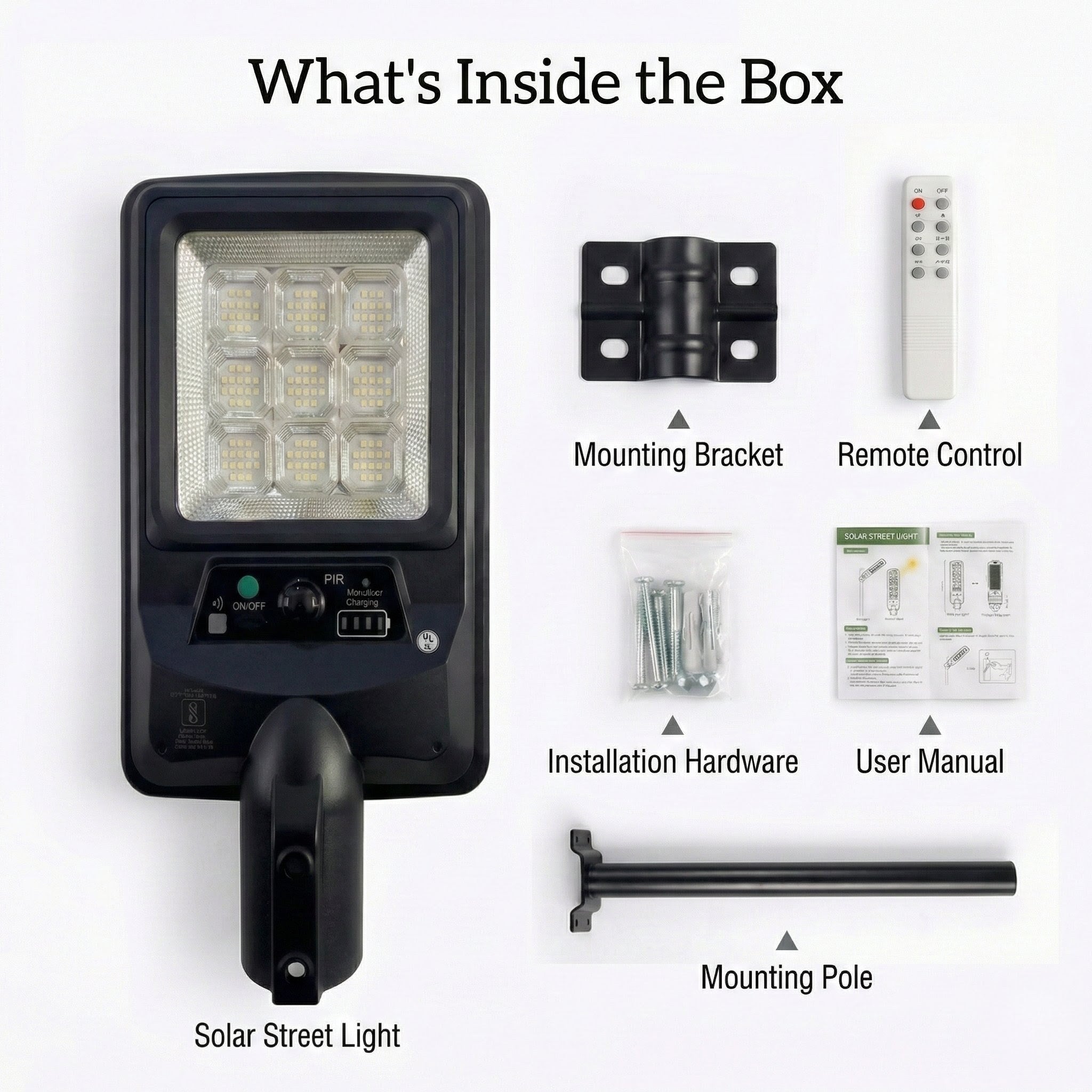 SCUBE Ruby Solar LED Street Light 60 watt LED with Remote & PIR, 6000mAh LFP Battery, IP65 Solar Street Light Outdoor Waterproof for Home Pathway, with Pole