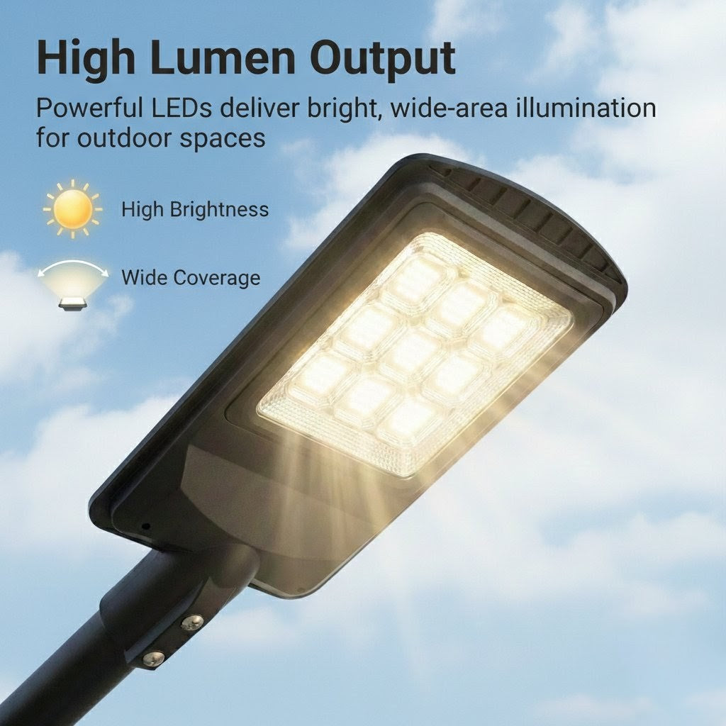 SCUBE Ruby Solar LED Street Light 60 watt LED with Remote & PIR, 6000mAh LFP Battery, IP65 Solar Street Light Outdoor Waterproof for Home Pathway, with Pole