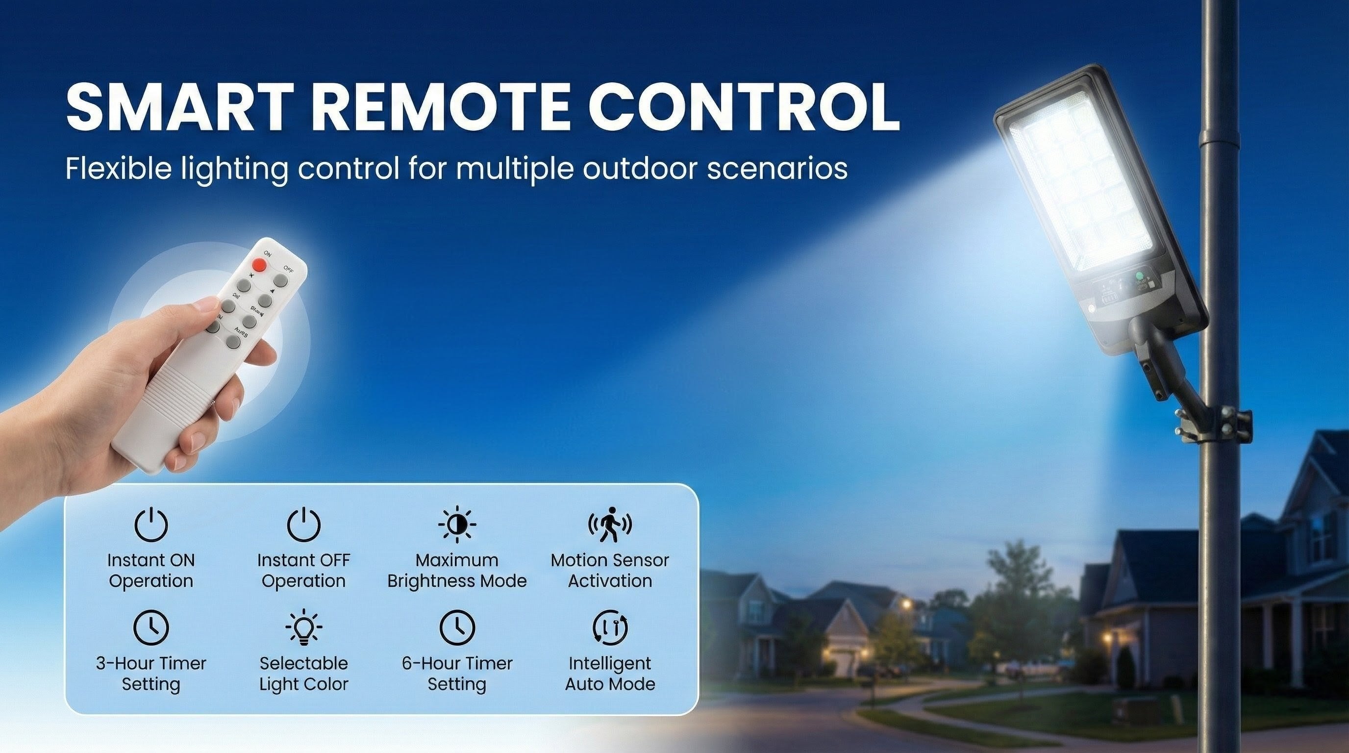 SCUBE Ruby Solar LED Street Light 100 watt LED with Remote & PIR, 10000mAh LFP Battery, IP65 Solar Street Light Outdoor Waterproof for Home Pathway, with Pole