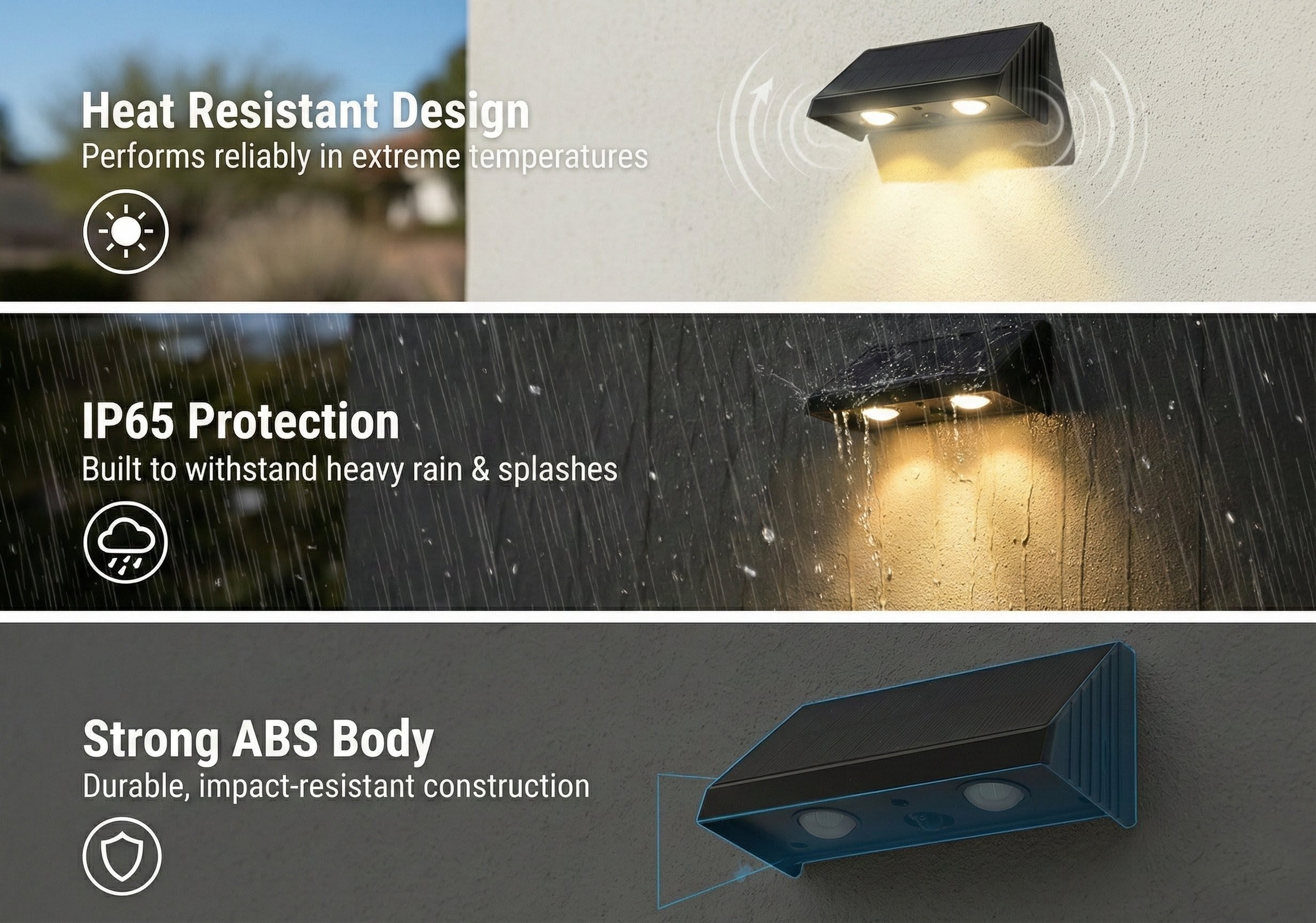 SCUBE YH0615 Solar Fence Light | Down-Light Outdoor Wall Lamp | LED Light for Compound Walls, Steps & Garden Decor - PACK OF TWO