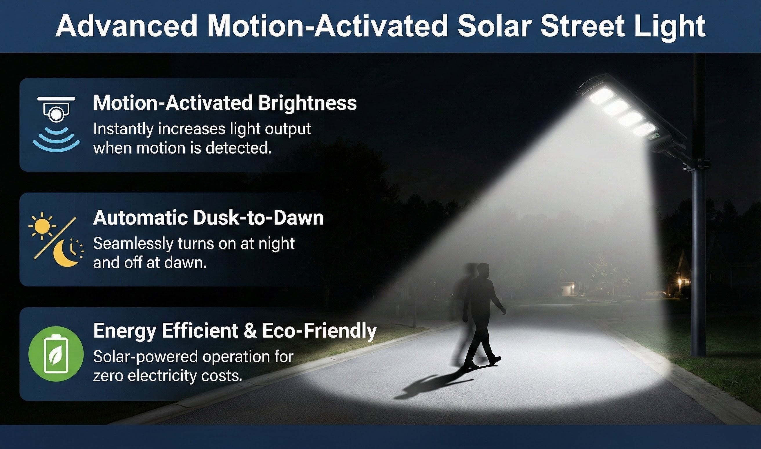 SCUBE Solar LED Street Light 200 Watt, 192 LEDs, 12000mAh LiFePO4 Battery, 6V 18W Panel, 6500K, Motion Sensor & Remote, IP65 Waterproof Outdoor Light for Home, Garden, Pathway (With Pole)