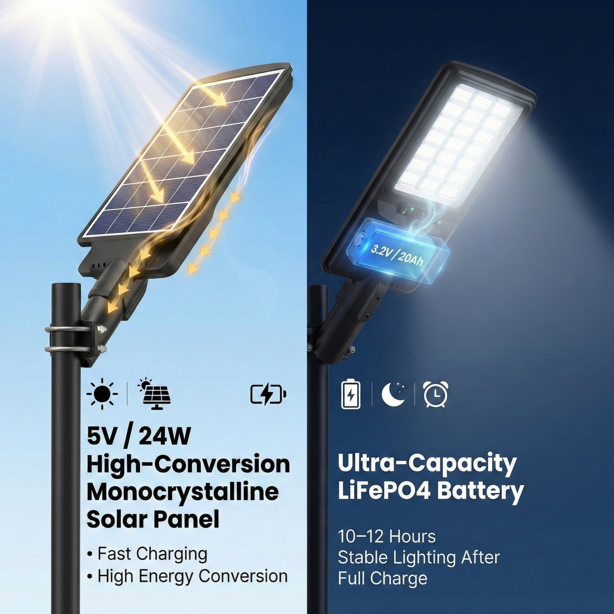 SCUBE Ruby 200W Solar Street Light with Remote |20Ah LiFePO4 Battery | IP65 Waterproof Outdoor Lighting for Highways, Industries & Farm Roads