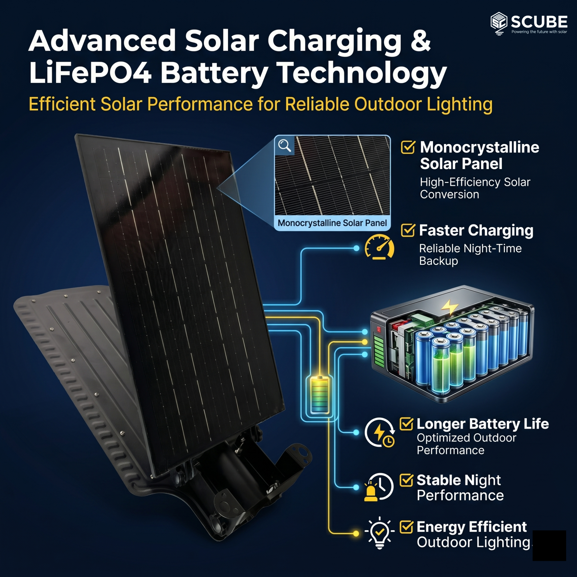 SCUBE Emerald Solar Street Light Outdoor Waterproof 150W with Remote Control & PIR Motion Sensor, 10000mAh LiFePO4 Battery, IP65 Solar LED Street Light for Farm, Parking, Compound, Warehouse & Home Outdoor