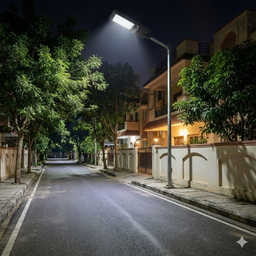 SCUBE Ruby Solar LED Street Light 200 Watt LED 6500K, 20000mAh LFP Battery, 14Hr Runtime, with Motion Sensor & Remote Control, IP65 Solar Street Light Outdoor Waterproof for Home Pathway,with Pole