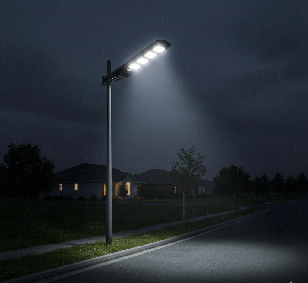 SCUBE Solar LED Street Light 200 Watt, 192 LEDs, 12000mAh LiFePO4 Battery, 6V 18W Panel, 6500K, Motion Sensor & Remote, IP65 Waterproof Outdoor Light for Home, Garden, Pathway (With Pole)