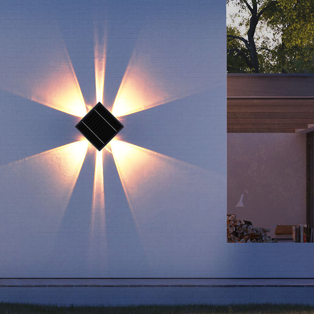 Solar Outdoor LED Square Wall Light – Modern Up & Down Lighting