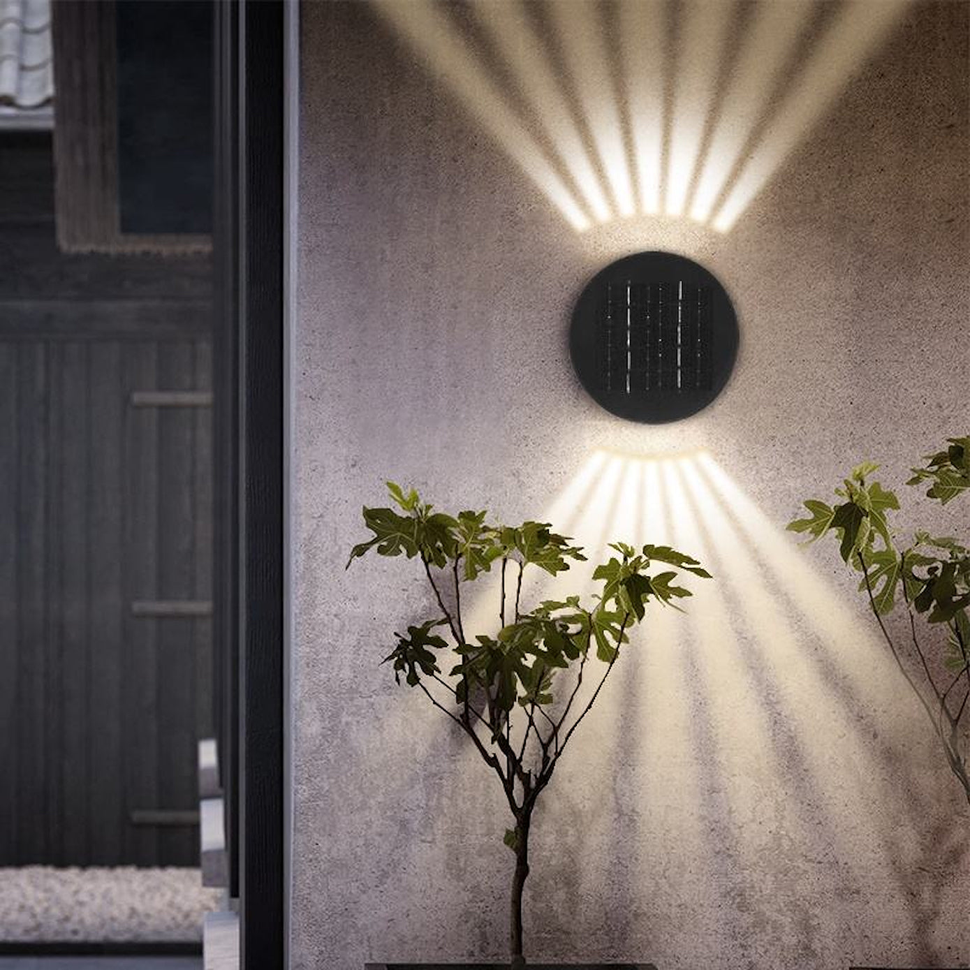 SCUBE Solar Wall Light – Elegant 360° Rotatable Outdoor Sconce | Dual Light Effect | Warm & Cool White | IP54 Waterproof | No Wiring Needed