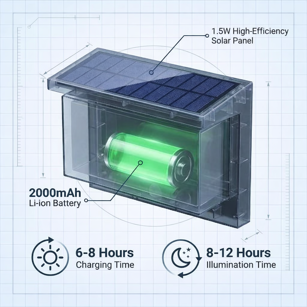 SCUBE Solar Wall Lights Outdoor Waterproof, 2000mAh Solar Fence Light with Dual Color LED 3000-6500K, IP65 Solar Wall Lamp for Garden Fence Balcony Home