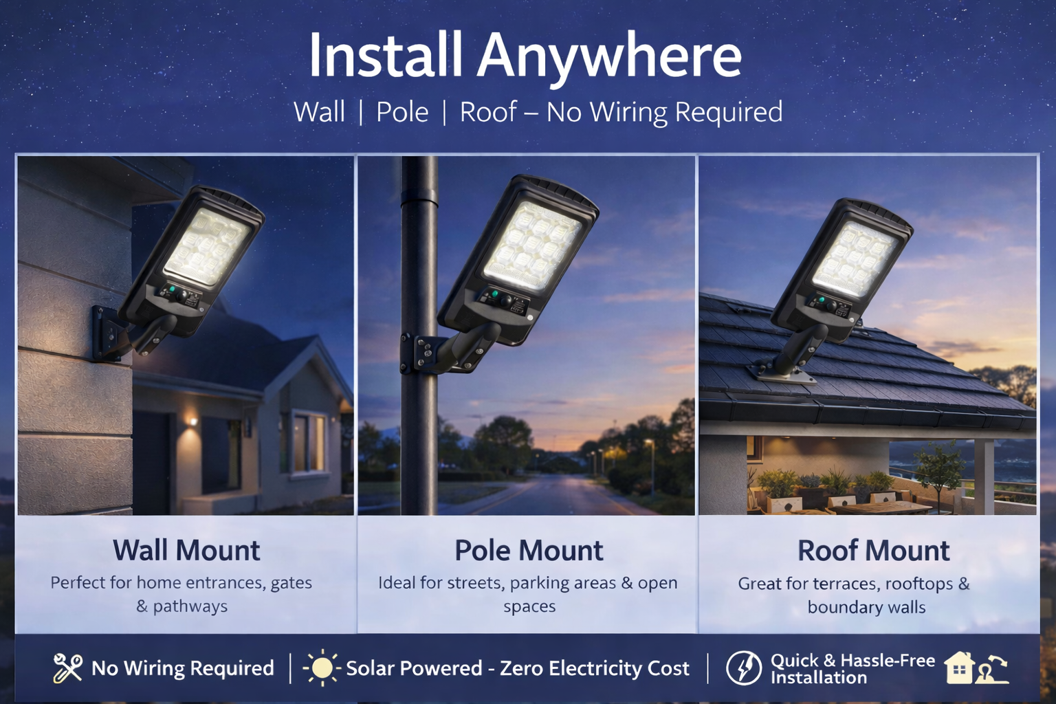 SCUBE Ruby Solar LED Street Light 60 watt LED with Remote & PIR, 6000mAh LFP Battery, IP65 Solar Street Light Outdoor Waterproof for Home Pathway, with Pole