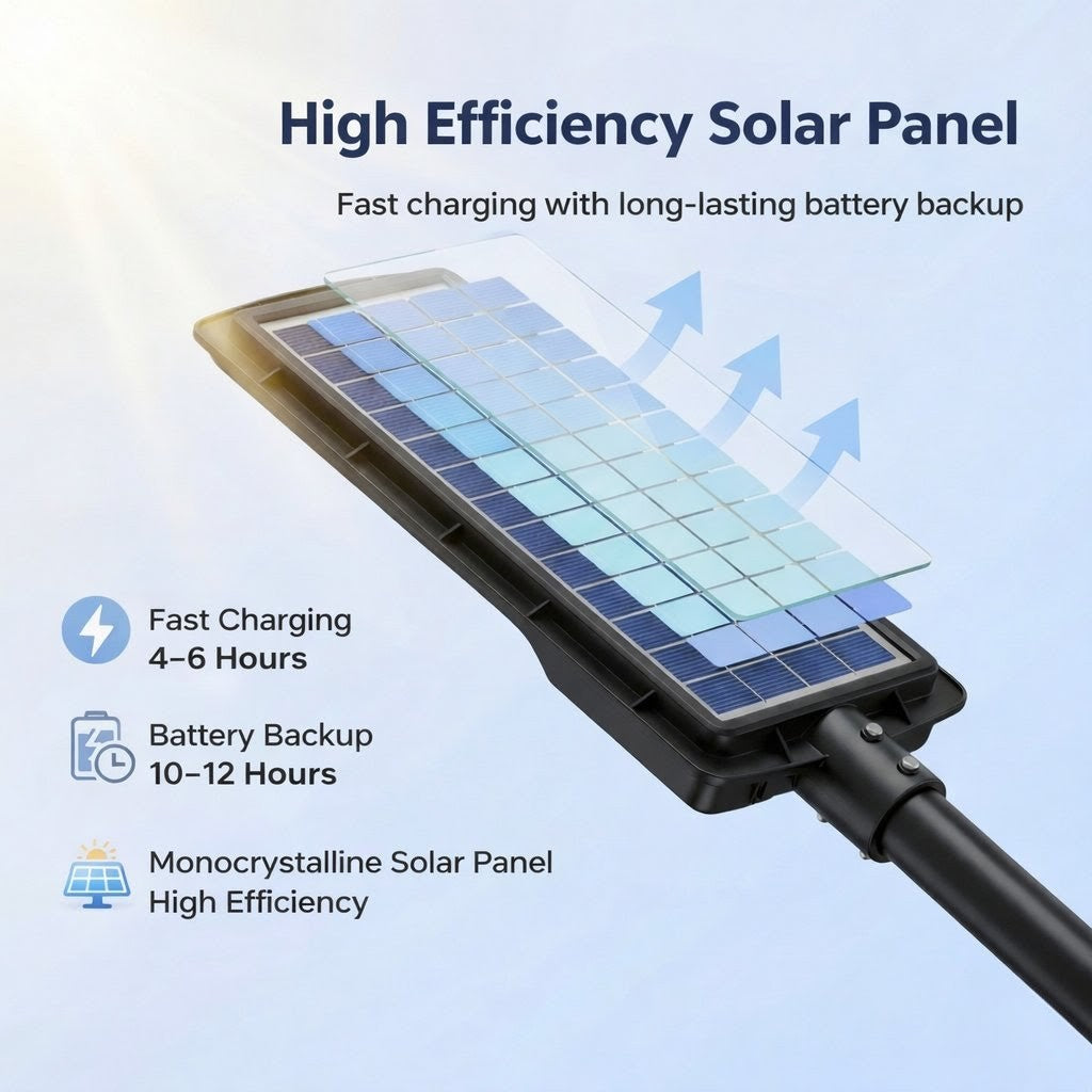 SCUBE Ruby Solar LED Street Light 150 watt LED with Remote & PIR, 15000mAh LFP Battery, IP65 Solar Street Light Outdoor Waterproof for Home Pathway, with Pole