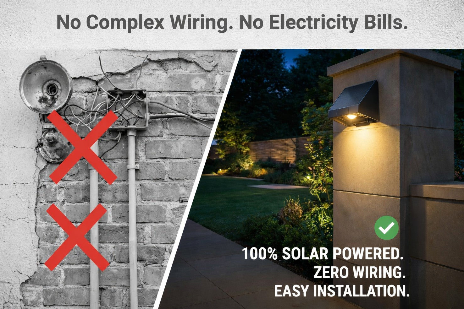SCUBE Solar Wall Light Outdoor for Wall, Fence, Garden, Balcony Solar Light, Down Light LED Wall Lamp, 800mAh Battery, 3000–6500K, IP65 Waterproof Outdoor Compound & Garden Light.