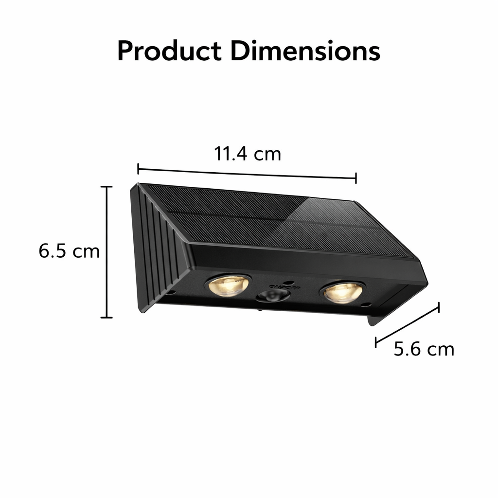 SCUBE Solar Wall Light Outdoor for Wall, Fence, Garden, Balcony Solar Light, Down Light LED Wall Lamp, 1800mAh Battery, 3000–6500K, IP65 Waterproof Outdoor Compound & Garden Light (Pack of 2)